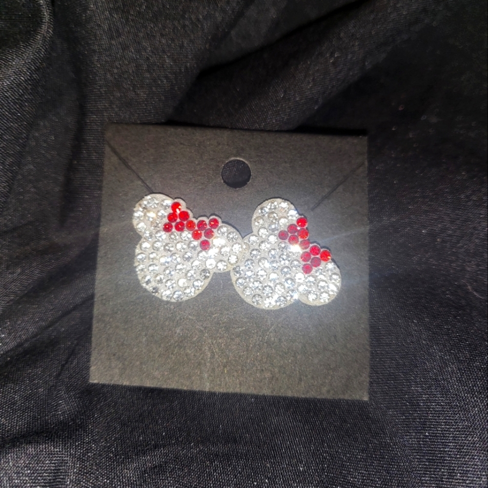 Minnie mouse rhinestones stud earrings